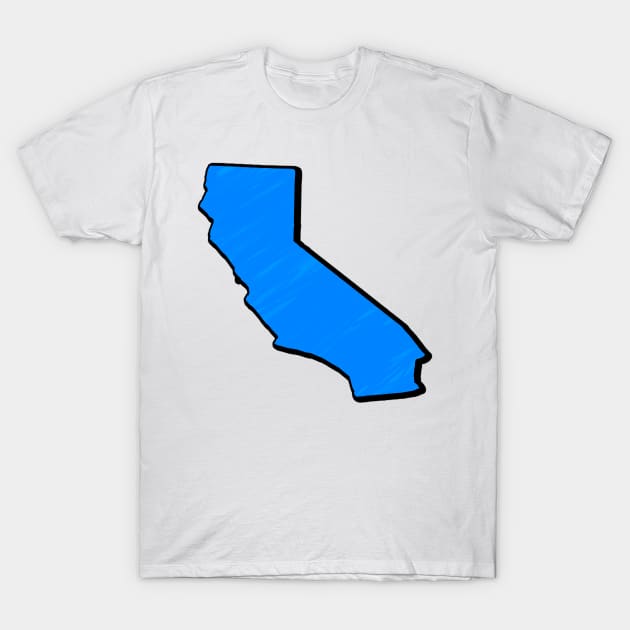 Bright Blue California Outline T-Shirt by Mookle